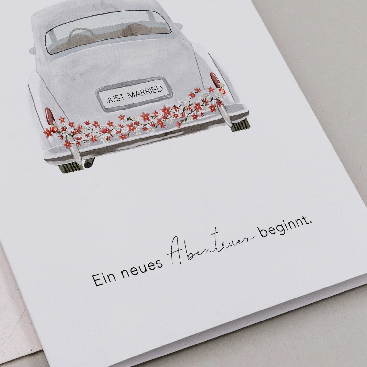 Eulenschnitt Klappkarte - Hochzeitsauto - Lykke&You GmbH