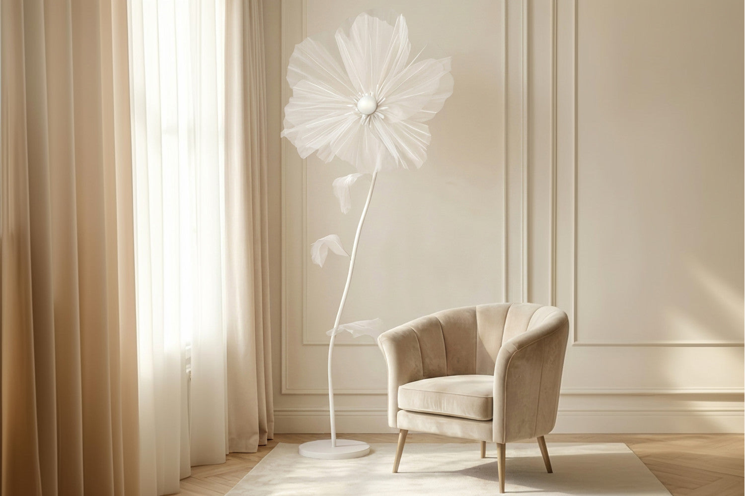 Künstlicher Riesenmohn - weiß