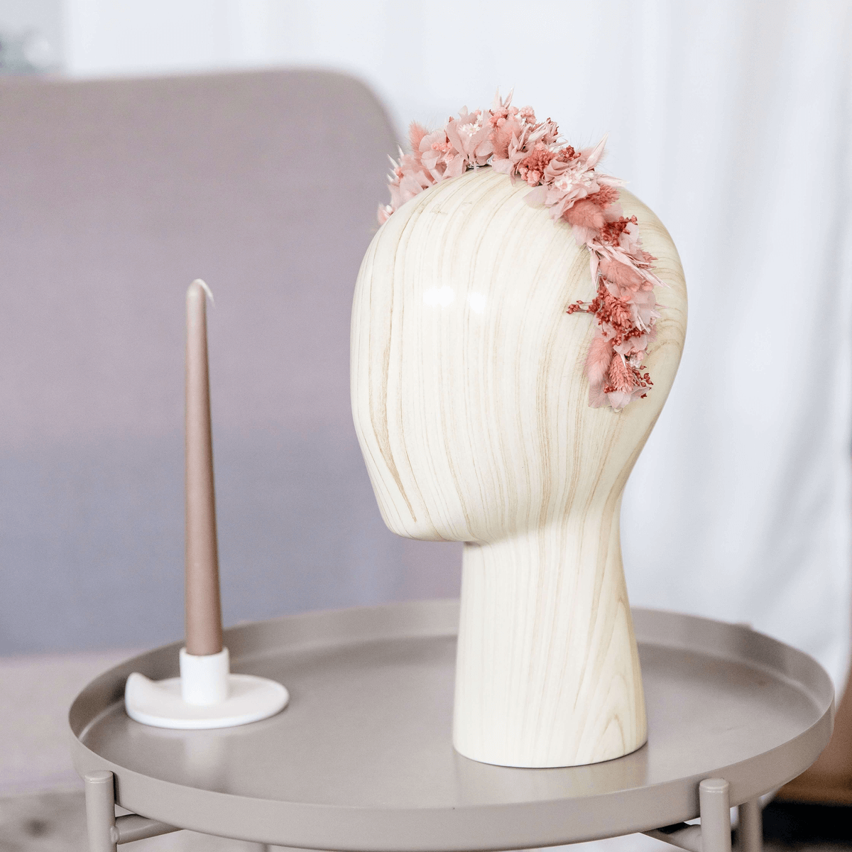 Haarreif Trockenblumen rosa monochrome - Lykke&You GmbH