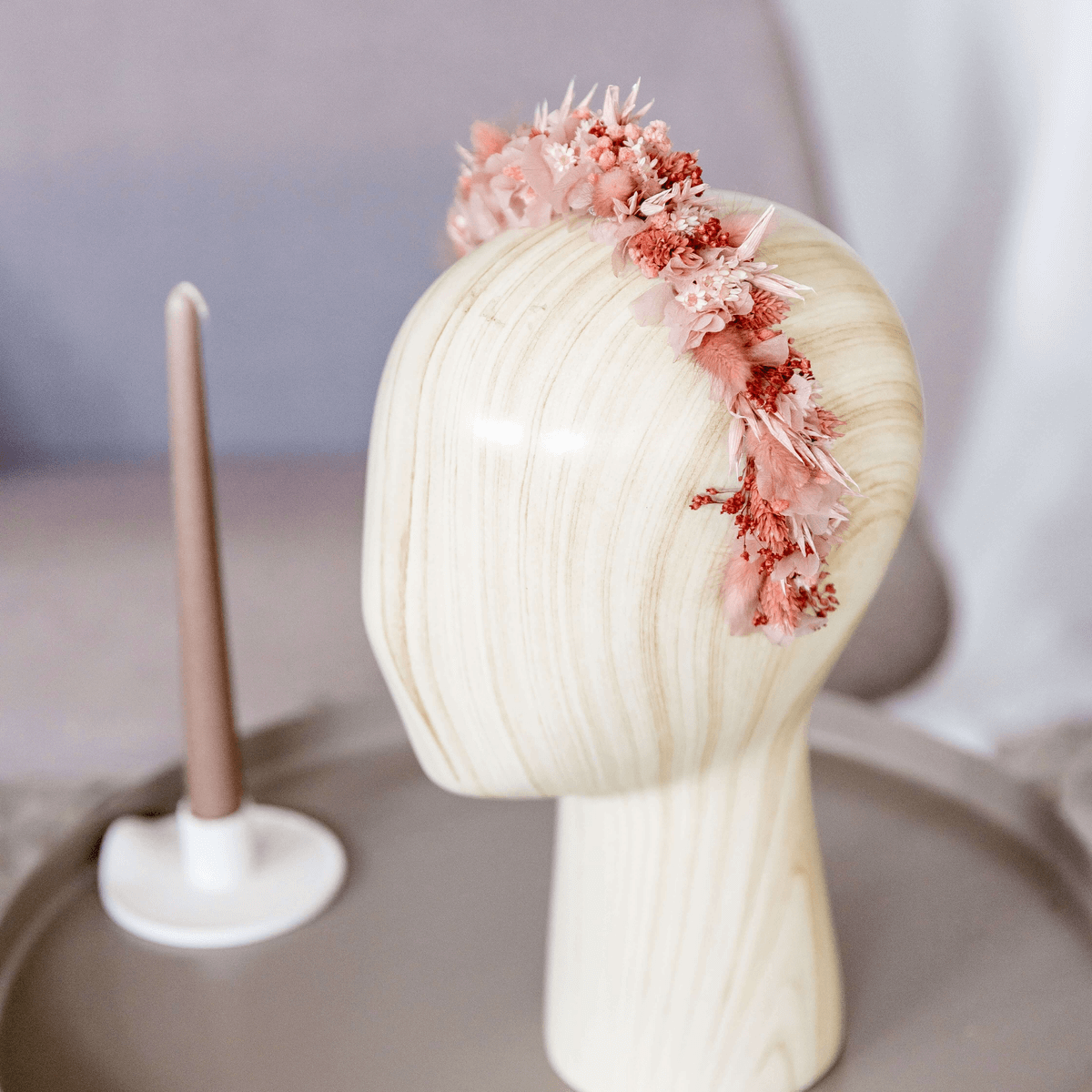 Haarreif Trockenblumen rosa monochrome - Lykke&You GmbH