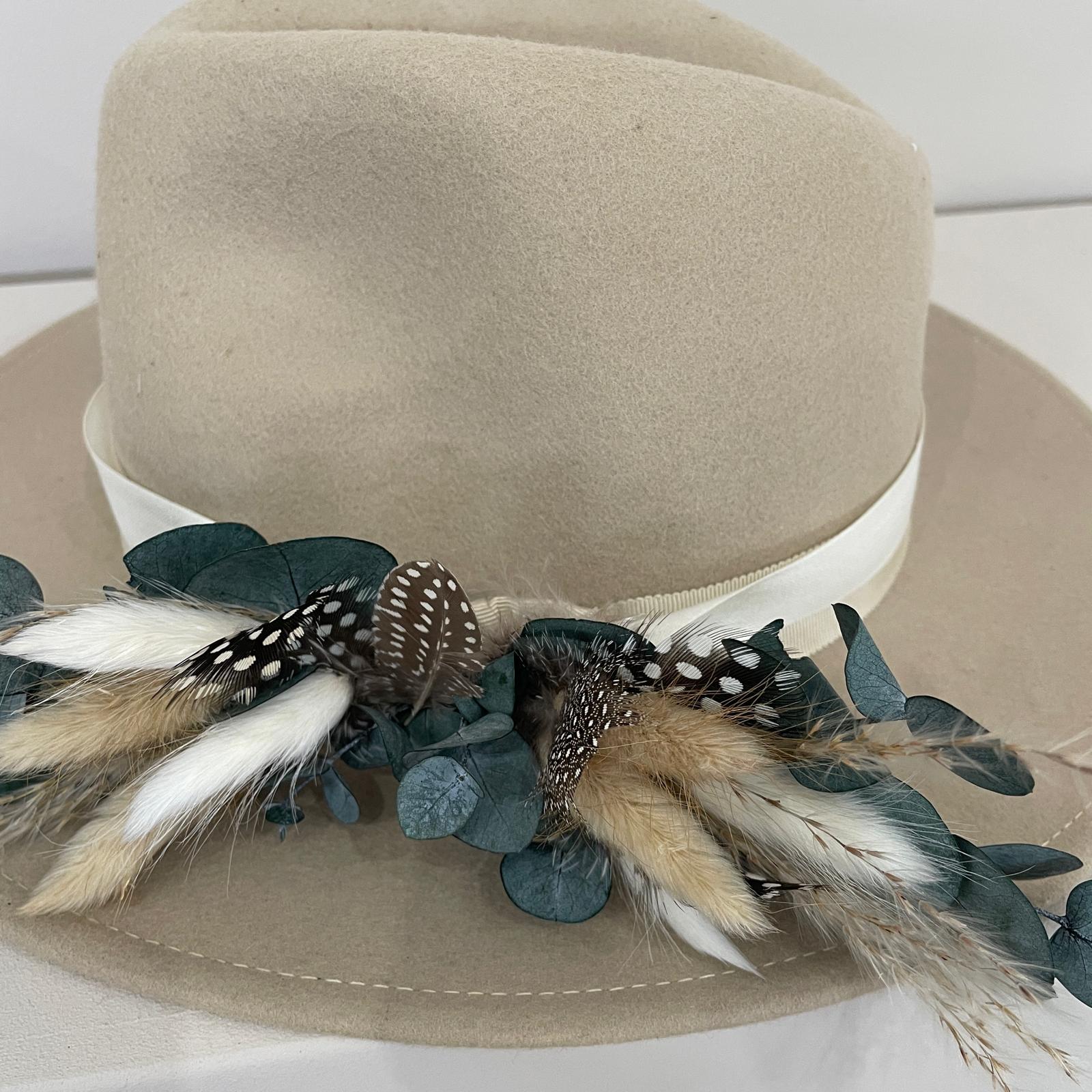 Hutband Trockenblumen grün Eukalyptus - Lykke&You GmbH