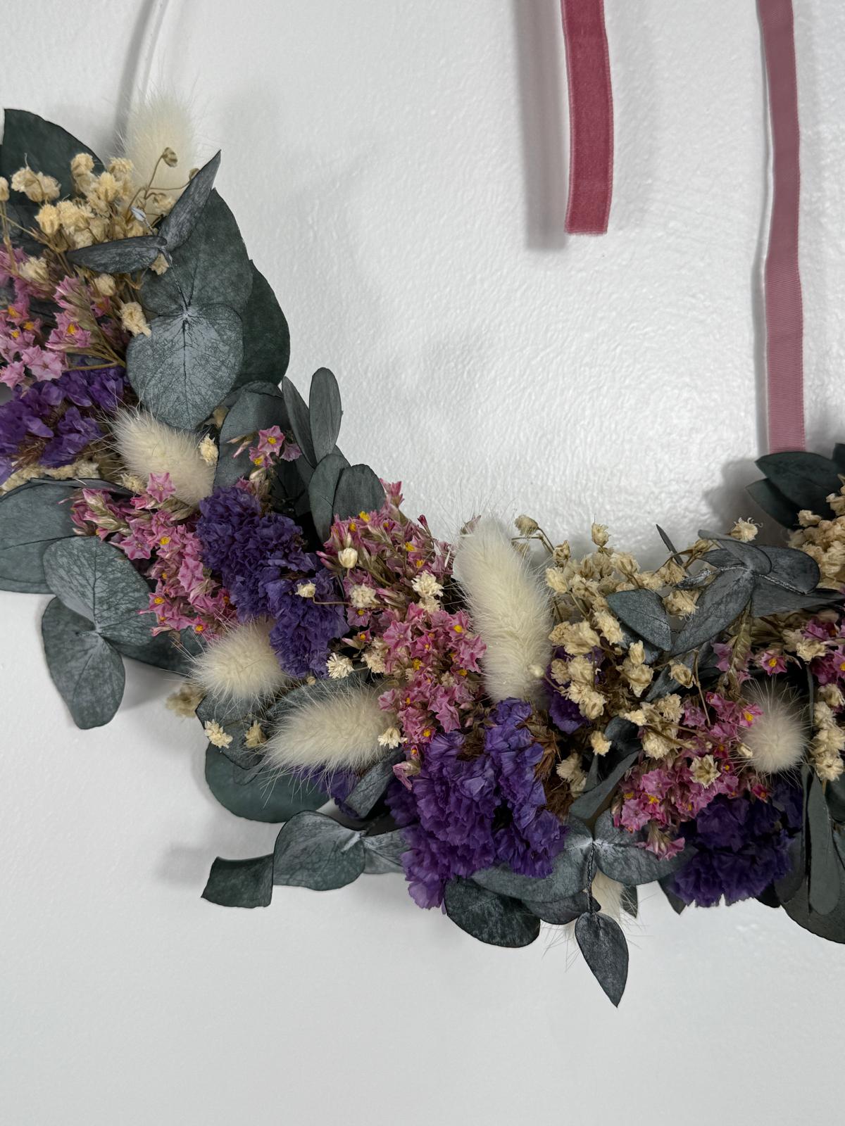Trockenblumenkranz Eukalyptus lila pink - Lykke&You GmbH