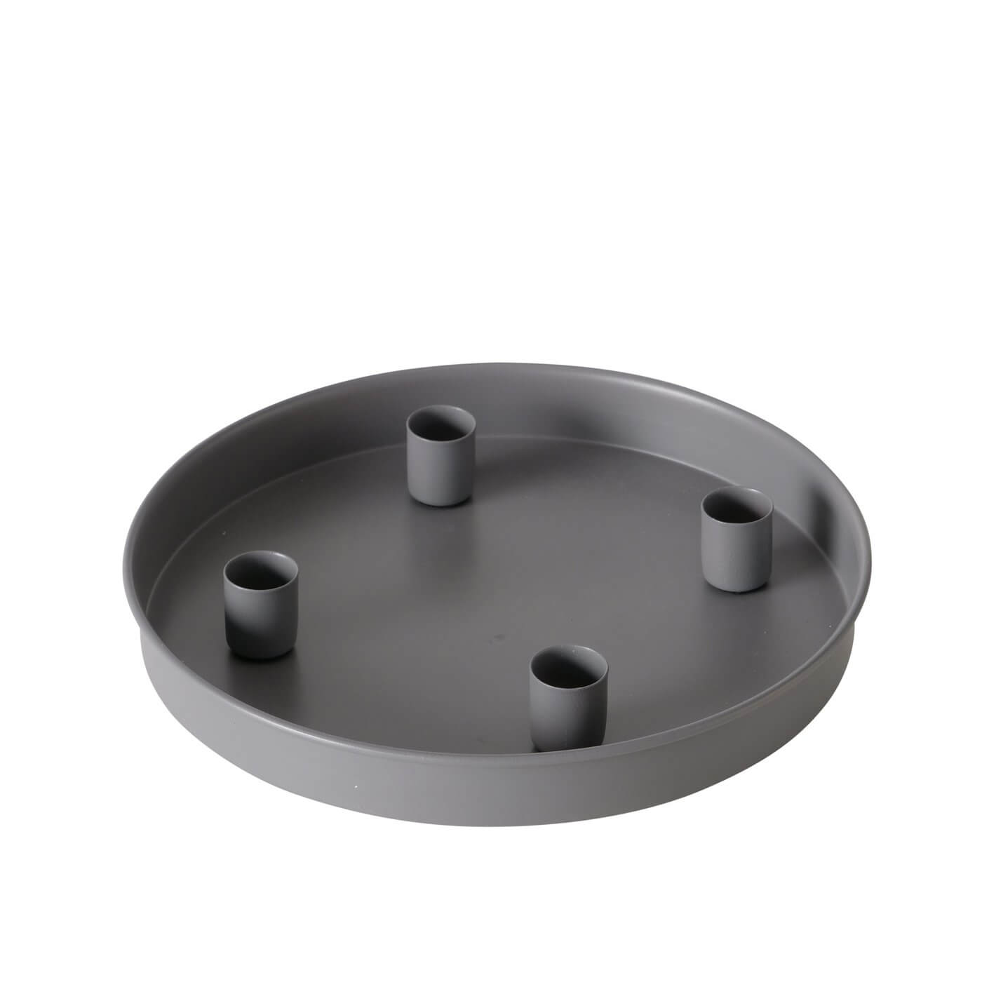 Rundes Metalltablett mit magnetischen Kerzenhaltern | 25 cm - Lykke&You GmbH