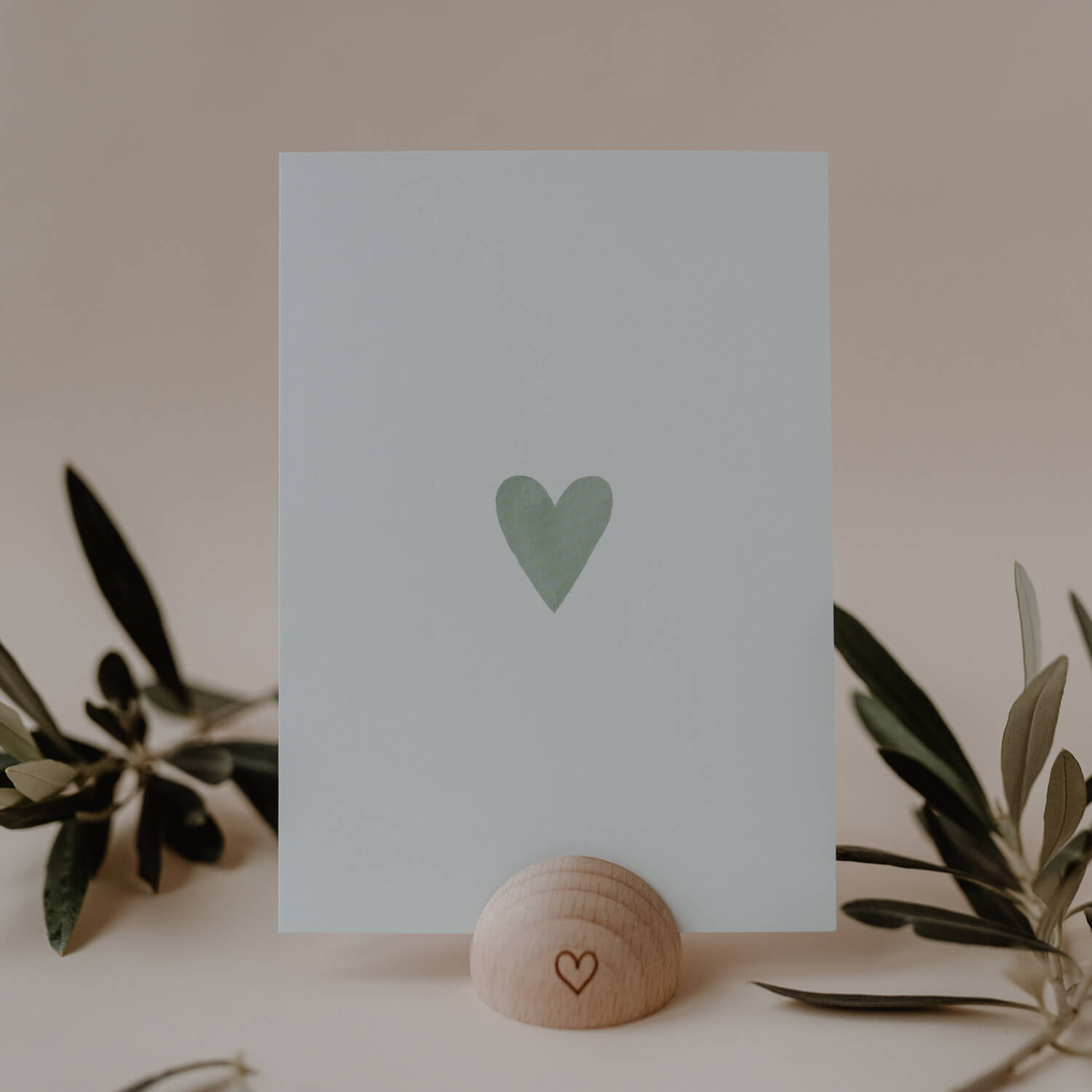 Aquarellkarte Heart Mint