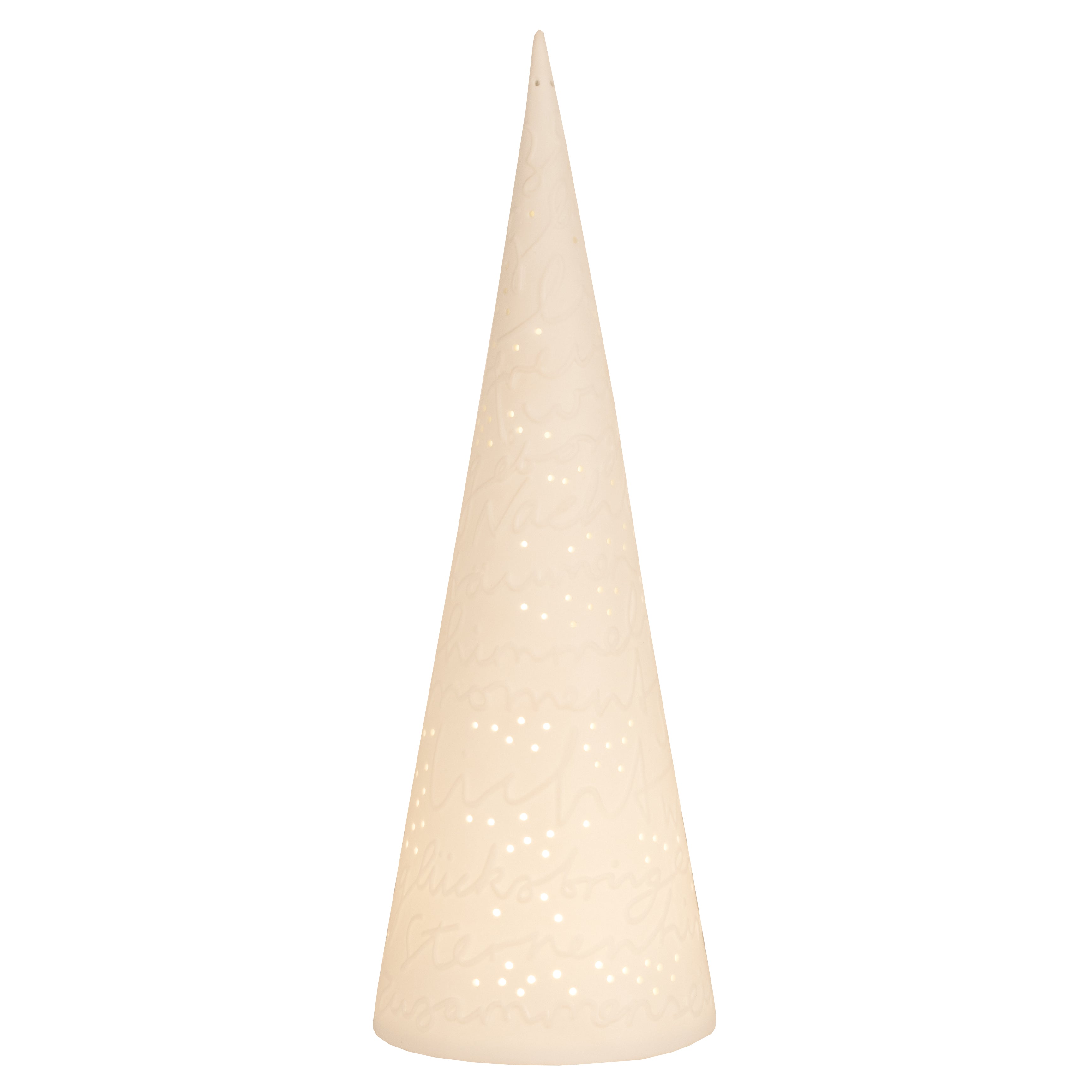 RÄDER LED-Licht „Lichtwald“ groß - mattes Porzellan weiss "Zeit, Glück, Liebe" - Lykke&You GmbH