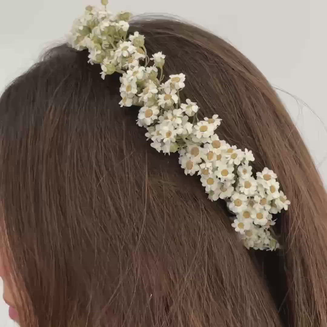 Haarkranz Trockenblumen weiß Gänseblümchen