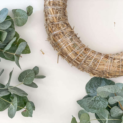 Adventskranz Rohling mit Trockenblumen (Eukalyptus) DIY Set