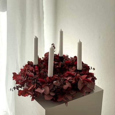 Adventskranz aus Trockenblumen | Rouge | 35-40 cm | opulent - Kränze