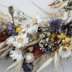 Trockenblumenkranz personalisierbar aus Holz mit Trockenblumen | 20-28,50 cm | Wunschtext - Lykke&You