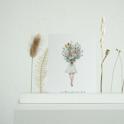 Glückwunschkarte Blumenmädchen | A6 | Premium Print 400gr Papier - Karte