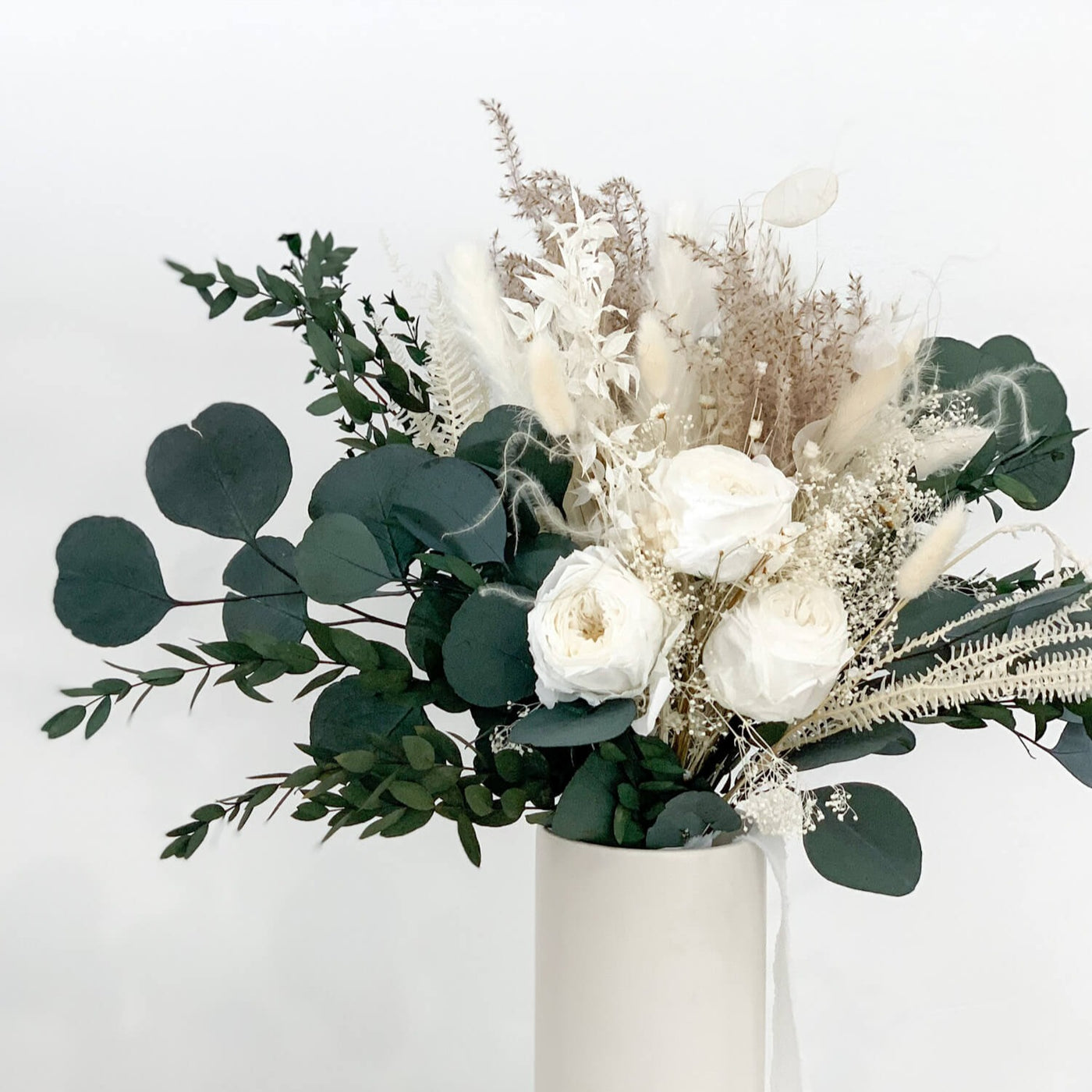 Brautstrauß Trockenblumen Eukalyptus Rose | 50 cm | Hochzeitstrauß Eukalyptus von Lykke&You