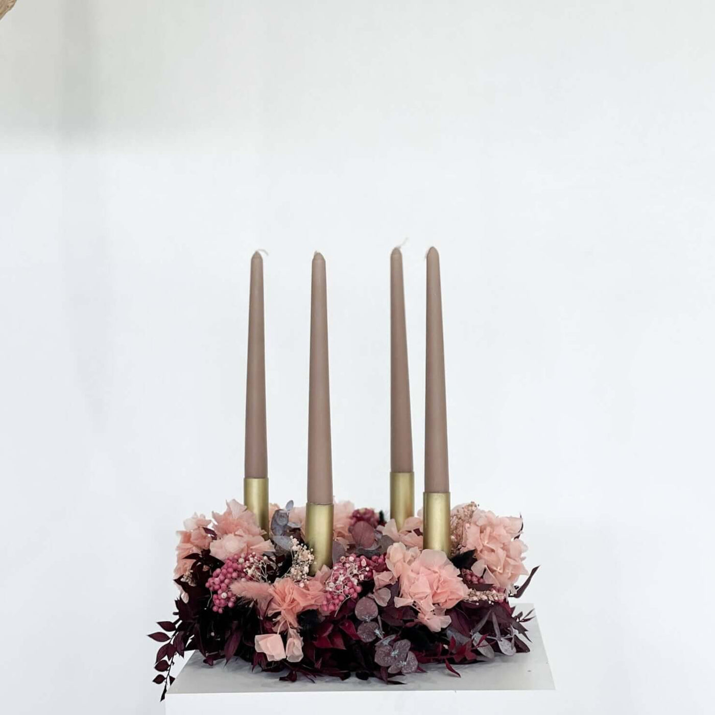 Adventskranz Trockenblumen Eukalyptus Hortensie "Touch of Pink" | 35-40 cm - Kränze