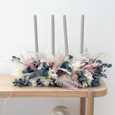 Adventskranz silber aus Trockenblumen | 35 cm - Kränze