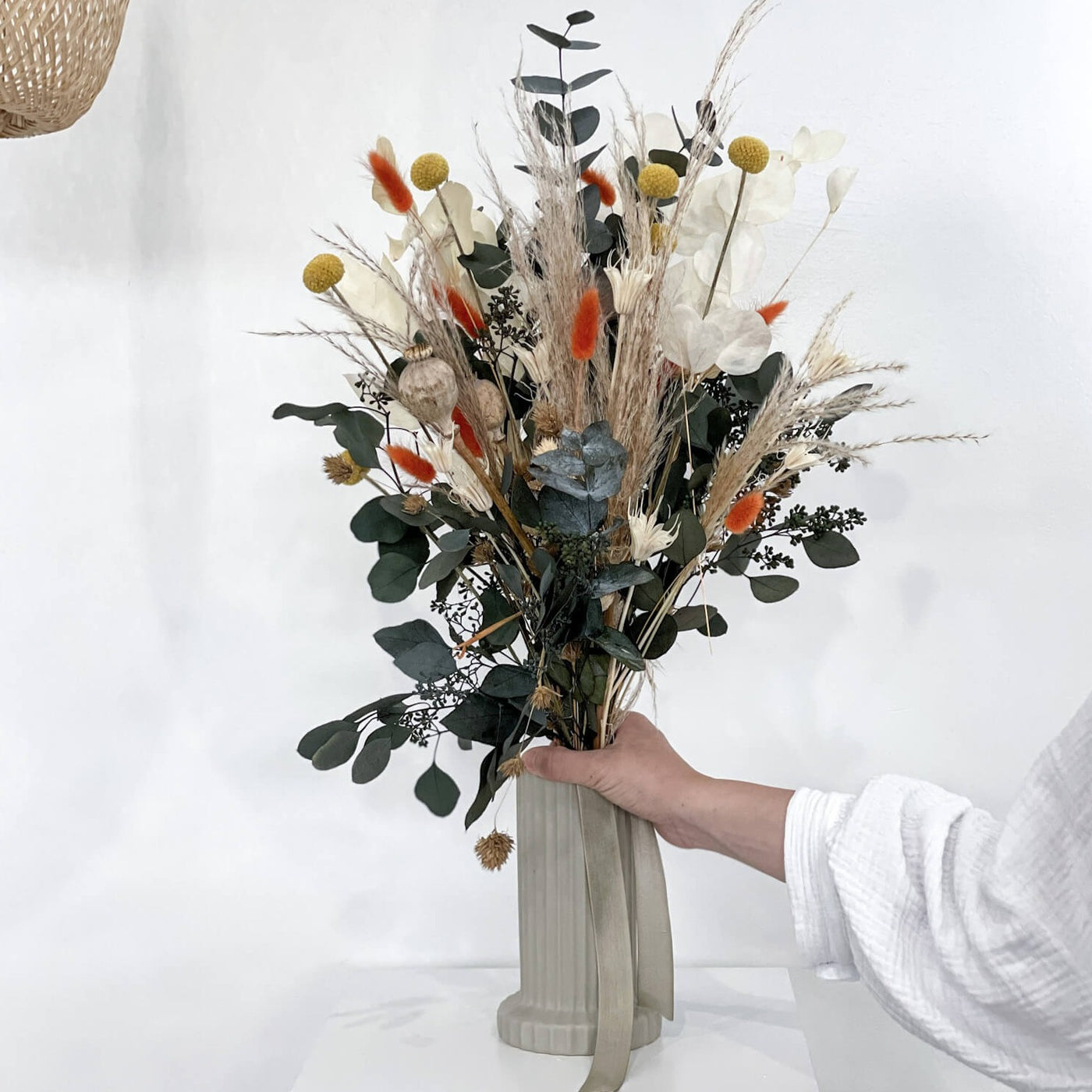 Brautstrauß Trockenblumen Eukalyptus Craspedia | 60 cm von Lykke&You