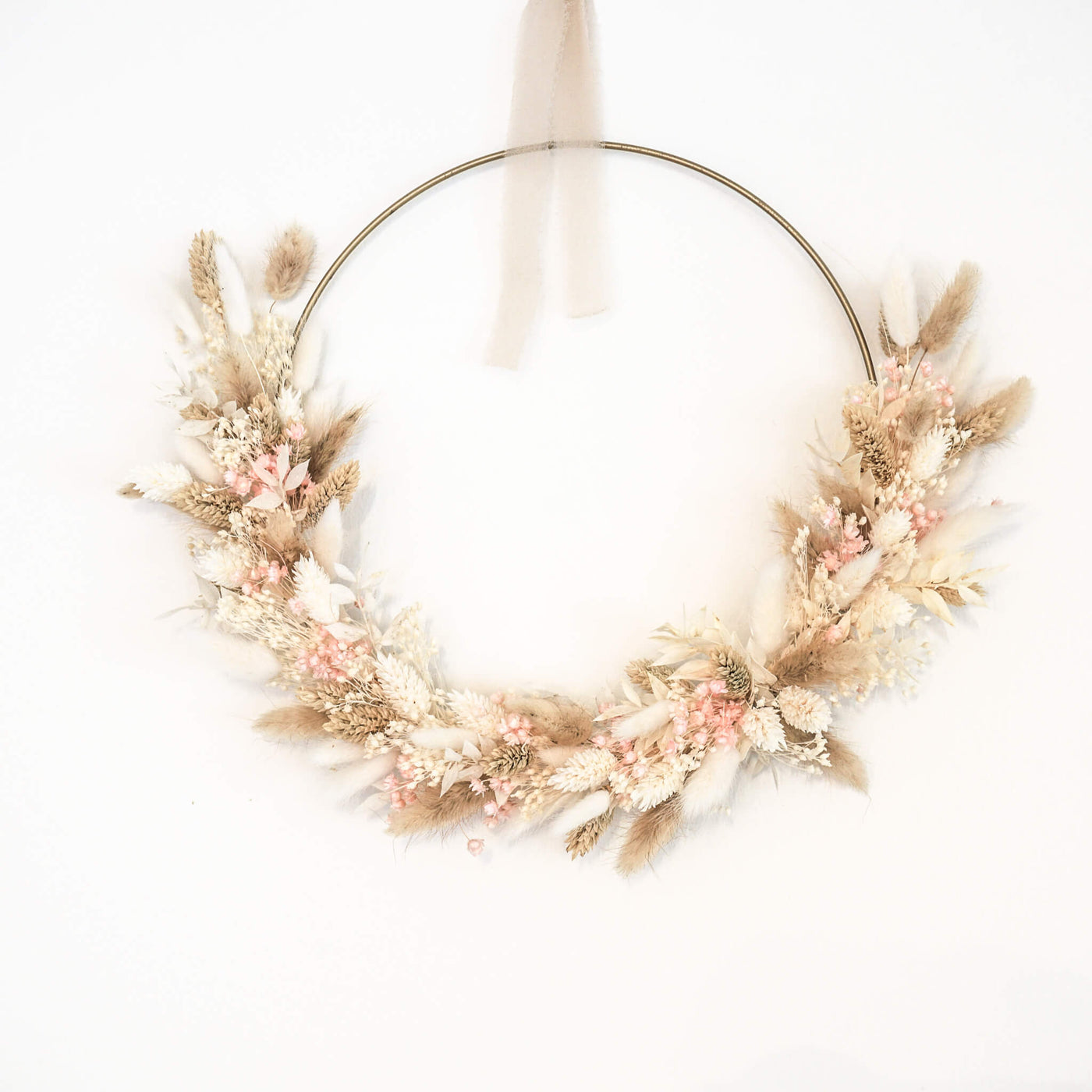 Trockenblumenkranz Blütenzart | 25 cm | sanfte Naturtöne | Wandkranz - Lykke&You