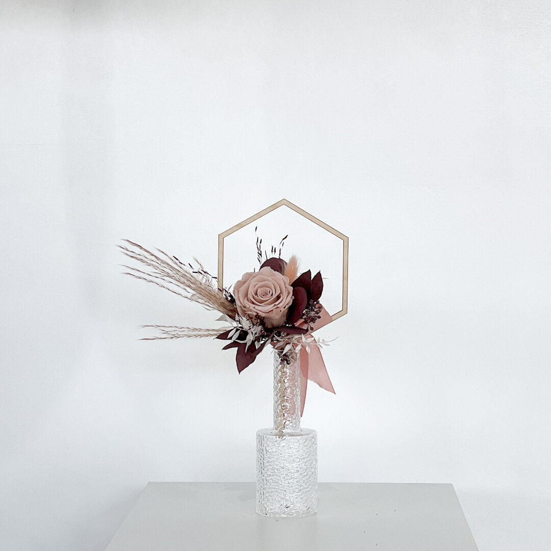 Caketopper Trockenblume in eleganten rose rosa Tönen