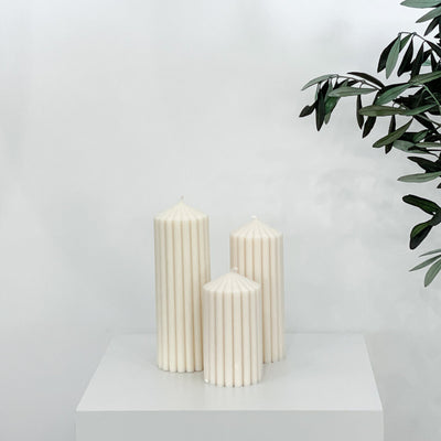 Blockkerze mit Rillen | modern & elegant | 13 -17 cm | aus Rapswachs | Deutschland - Kerzen