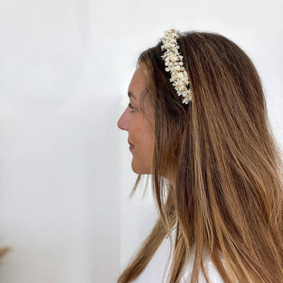 Haarreif Trockenblumen Glixia weiß für Hochzeit und Blumenkinder - Lykke&You