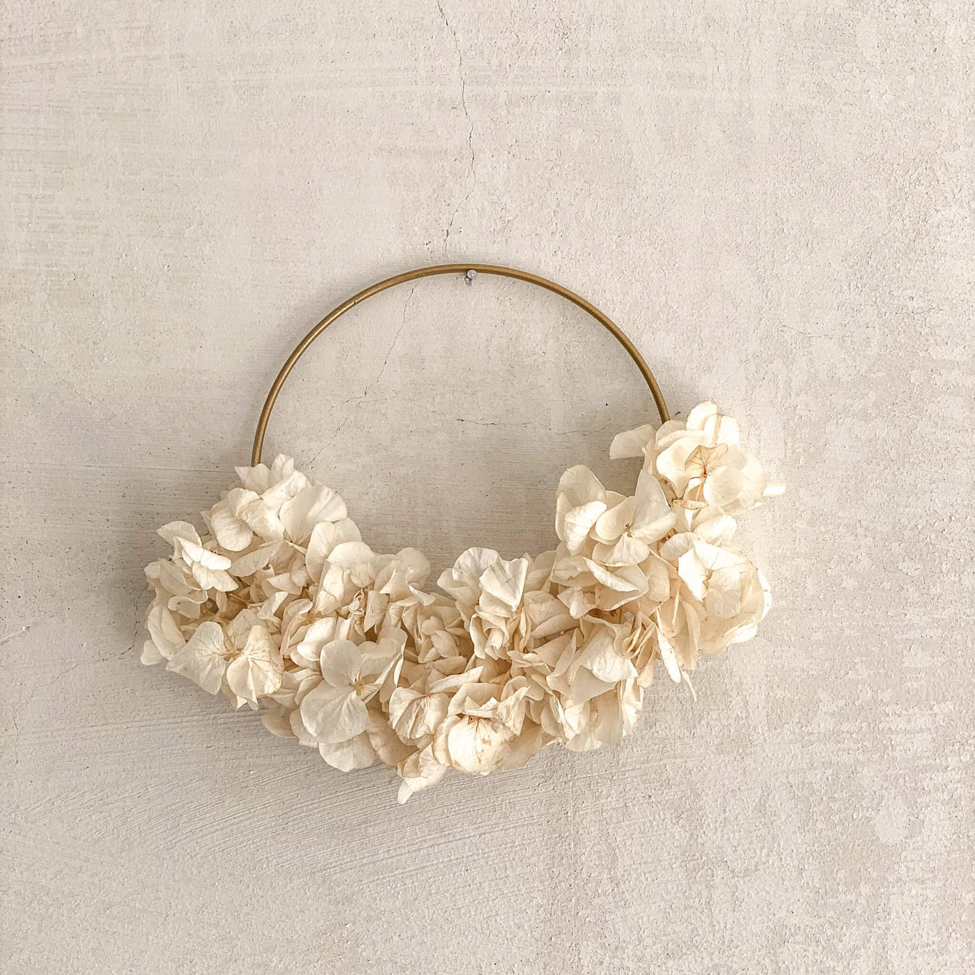Trockenblumenkranz Hortensie | 15 - 35 cm | weiß | Ring gold oder weiß - Lykke&You
