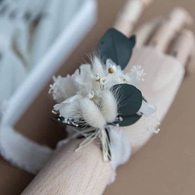 Armband Trockenblumen Eukalyptus grün weiß