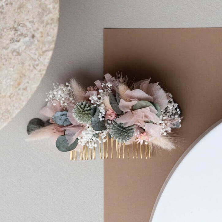 Trockenblumen Haarkamm Distel Hortensie| 4-10 cm - Lykke&You