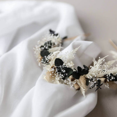Haarreif Trockenblumen weiß für Hochzeit und Blumenkinder - Lykke&You