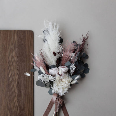 Brautstrauß Trockenblumen Eukalyptus rosa weiß| Hochzeitstrauß Pampasgras - Lykke&You