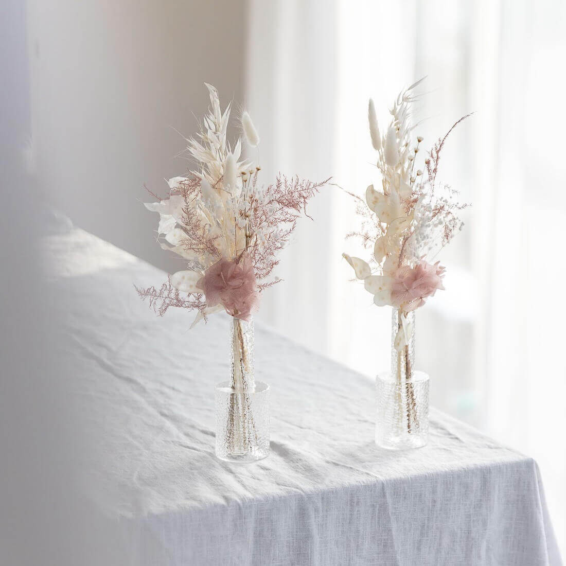 Trockenblumenstrauß Tischdeko rosa weiß | 20 - 30 cm - Lykke&You