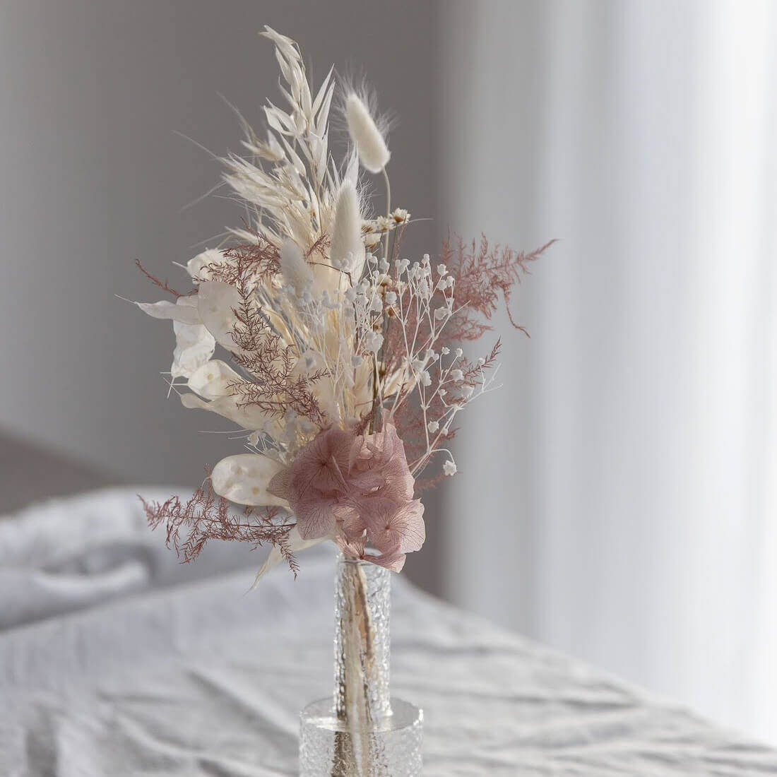Trockenblumenstrauß Tischdeko rosa weiß | 20 - 30 cm - Lykke&You