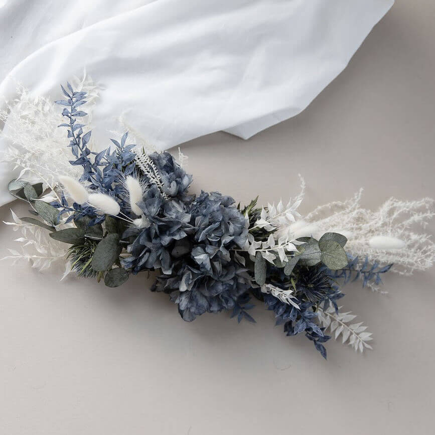 Dried flower arrangement for easel eucalyptus blue