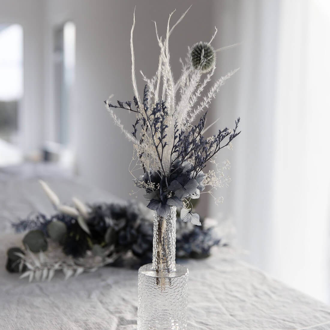 Dried flower bouquet mini table decoration eucalyptus blue