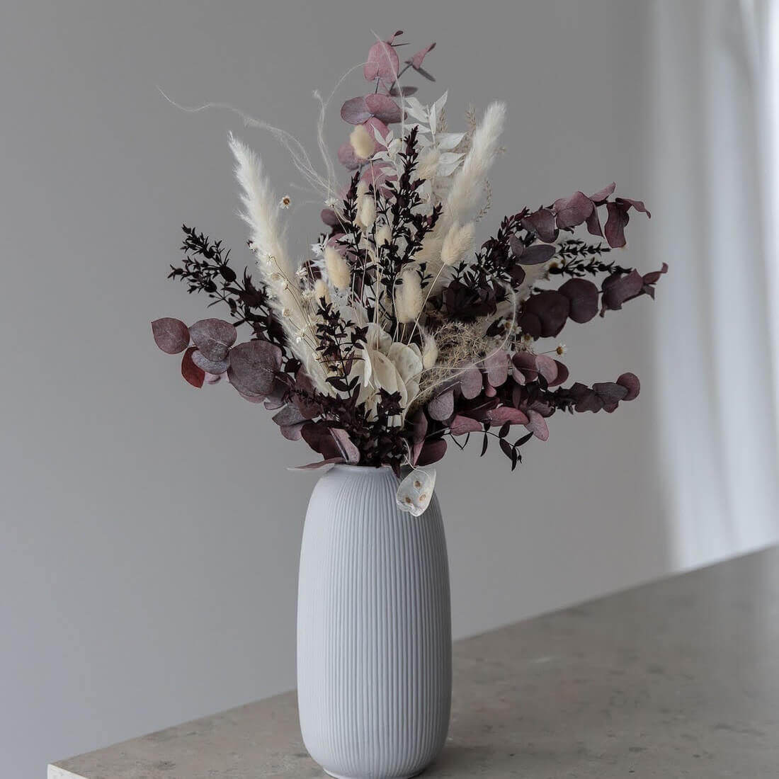 Brautstrauß Trockenblumen Eukalyptus rot | 60 cm | Boho Hochzeitstrauß - Lykke&You