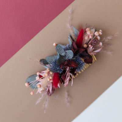 Haarkamm Trockenblumen Eukalyptus rosa rot Hochzeit, Blumenmädchen - Lykke&You