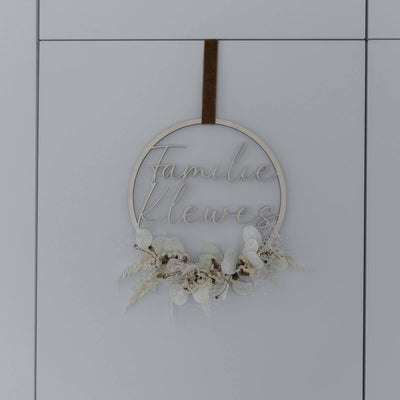 Trockenblumenkranz personalisierbar aus Holz mit Trockenblumen | 20-28,50 cm | Wunschtext - Lykke&You