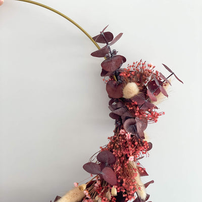 Trockenblumenkranz Eukalyptus | rot | 25 - 30 cm | mit Ring - Lykke&You