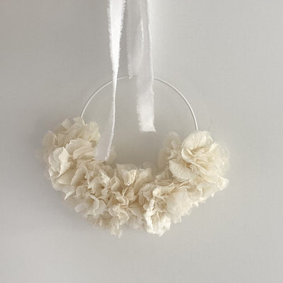 Trockenblumenkranz Hortensie | 15 - 35 cm | weiß | Ring gold oder weiß - Lykke&You