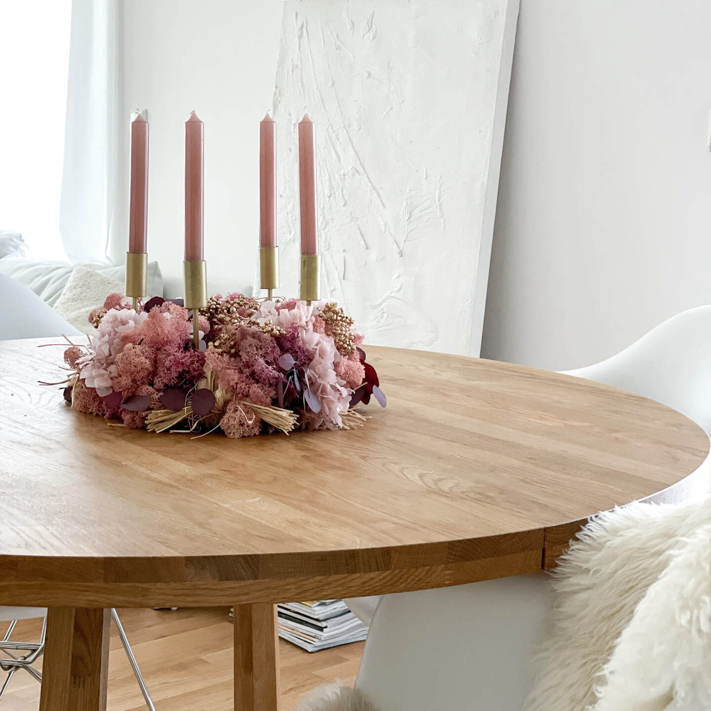 Adventskranz Trockenblumen Signature | ca 40 cm - Kränze - rosa