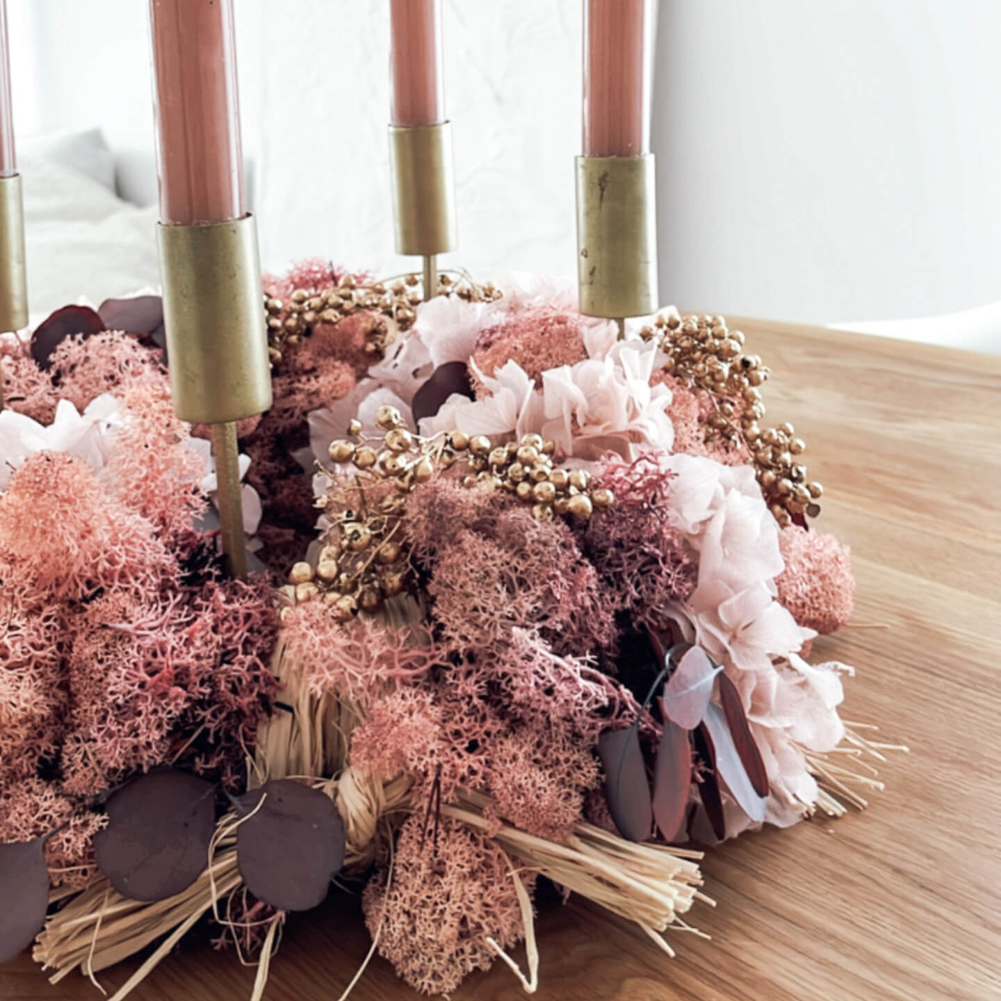 Adventskranz Trockenblumen Signature | ca 40 cm - Kränze - rosa