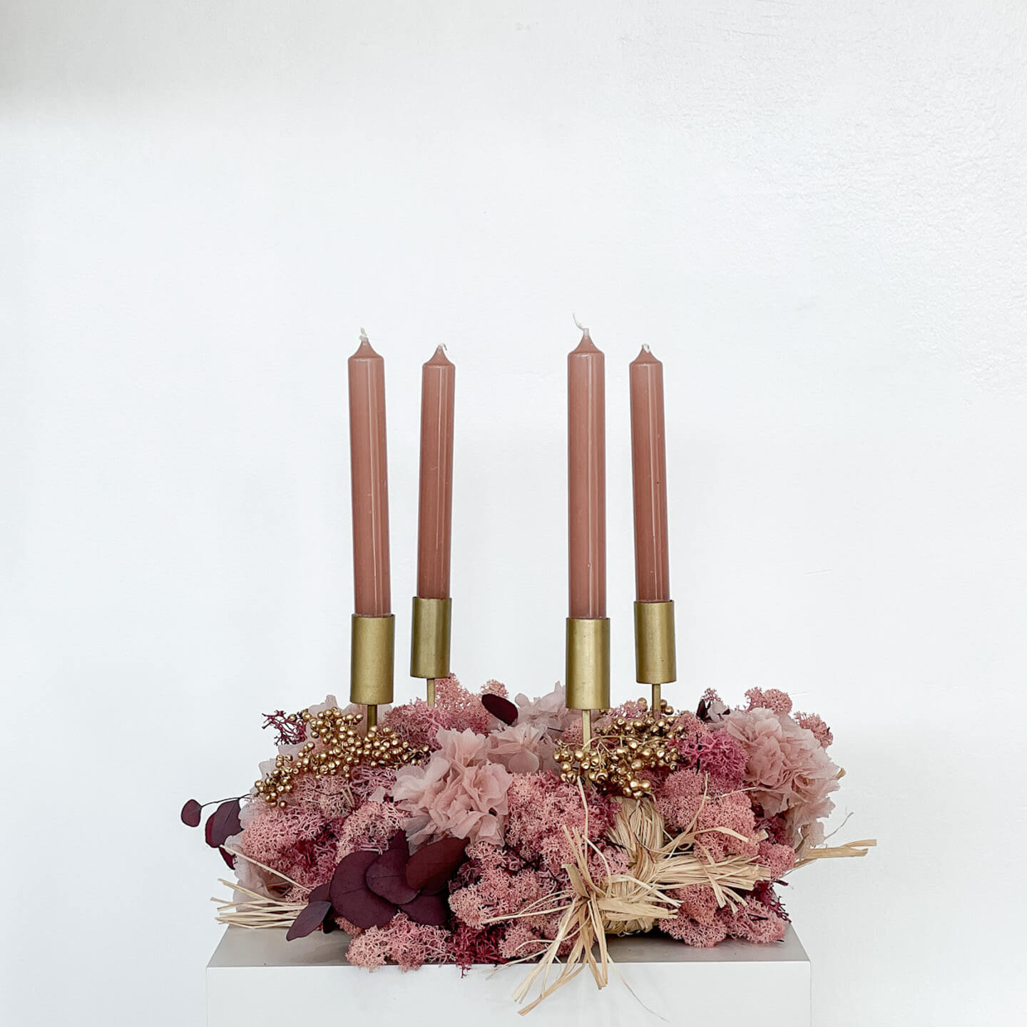Adventskranz Trockenblumen Signature | ca 40 cm - Kränze - rosa