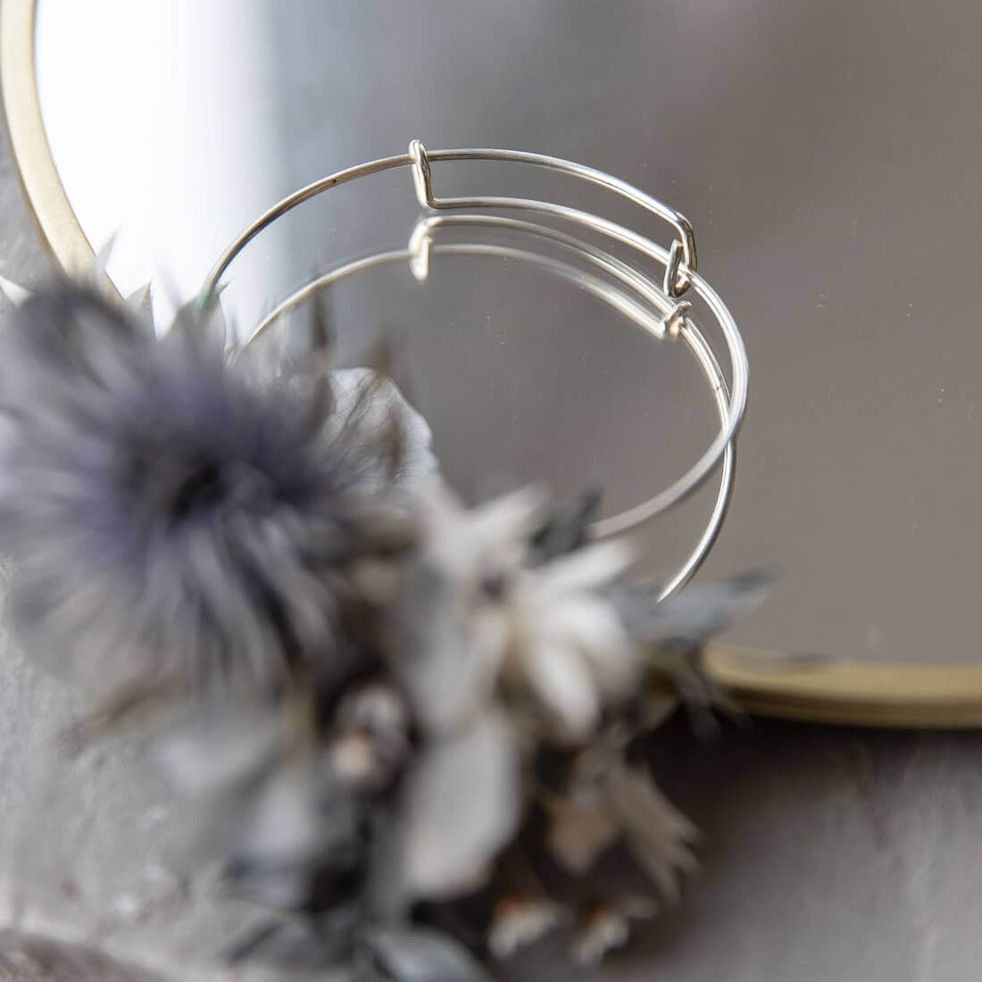 Armband Trockenblumen blau Distel metallic - Lykke&You GmbH