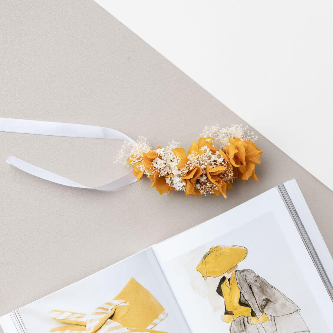 Armband Trockenblumen weiß terracotta - Lykke&You GmbH