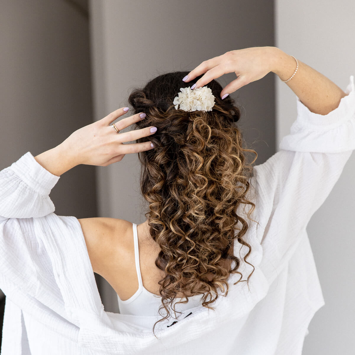 Haarkamm Trockenblumen weiß Hortensie | Outlet - Lykke&You GmbH