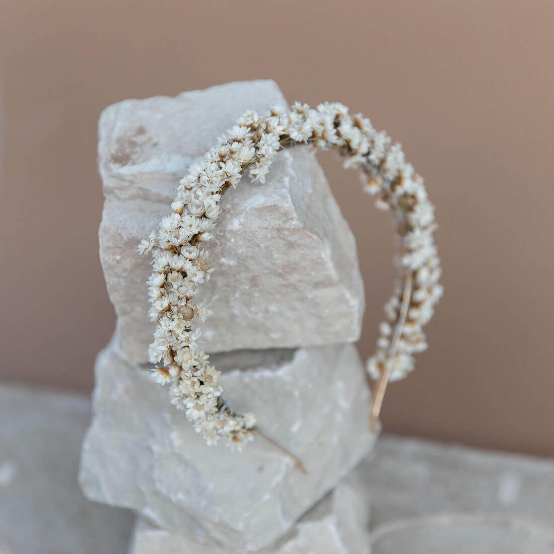 Haarreif Trockenblumen Glixia weiß für Hochzeit und Blumenkinder - Lykke&You - weiss