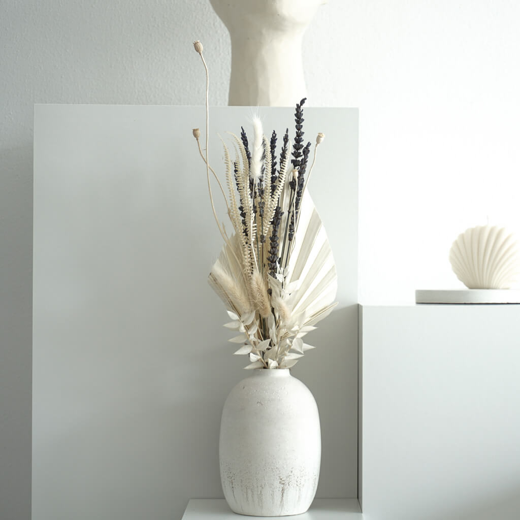 Trockenblumenstrauß Medi I weiß und blau I ca 30 - 40 cm