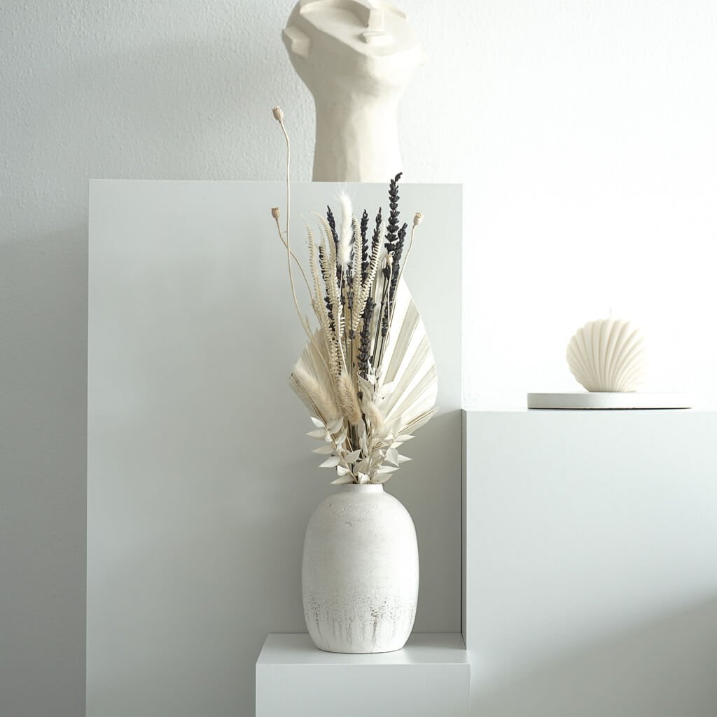 Trockenblumenstrauß Medi I weiß und blau I ca 30 - 40 cm