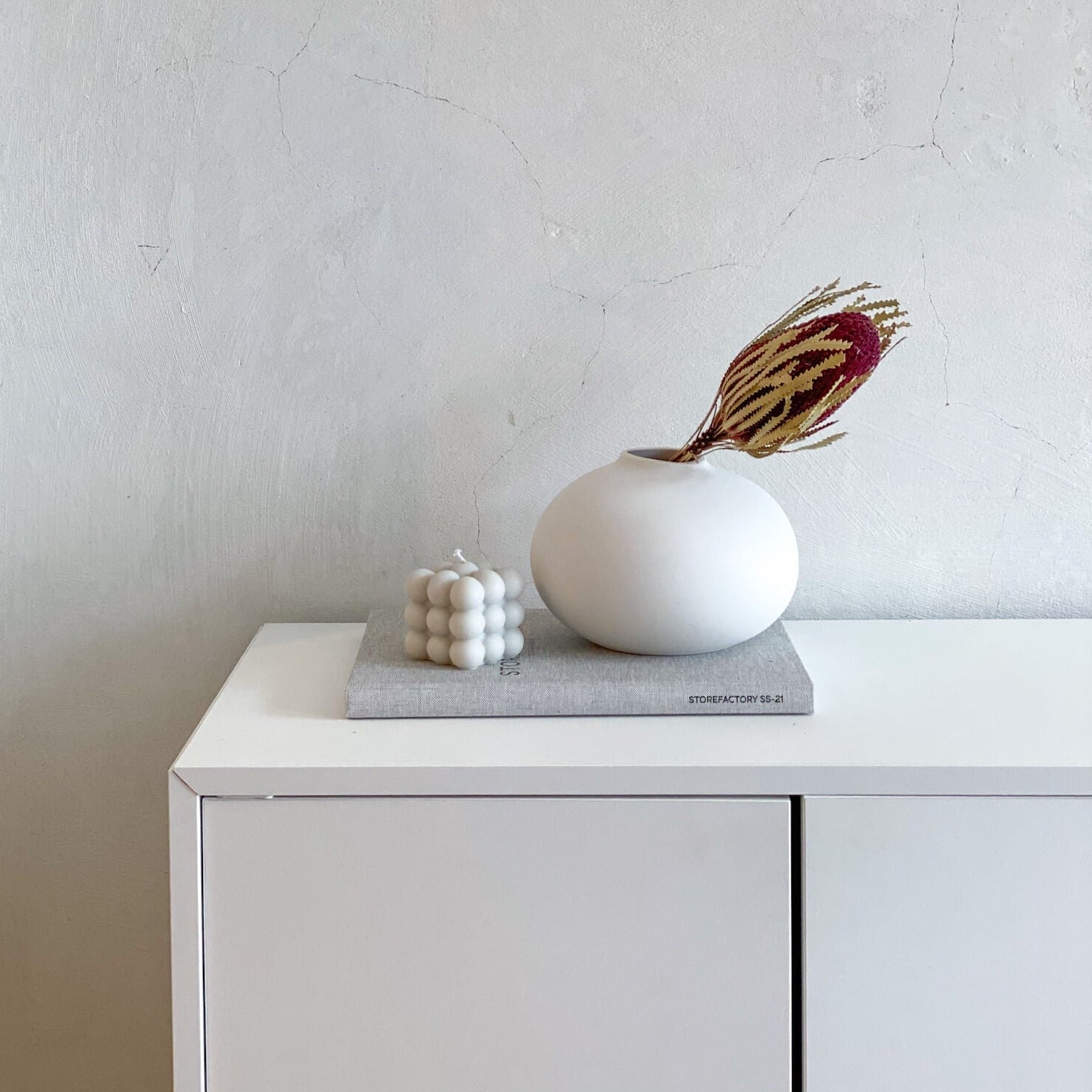 Trockenblume Banksia | 30 cm | Farbe: weinrot