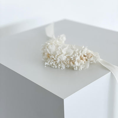 Armband Trockenblumen Hortensie Mix | weiß | Hochzeit, Kommunion, Blumenmädchen - Armband Trockenblumen