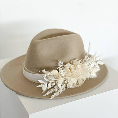 Hutband Trockenblume weiß 